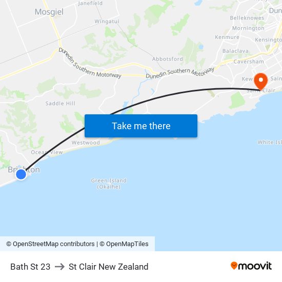 Bath St 23 to St Clair New Zealand map