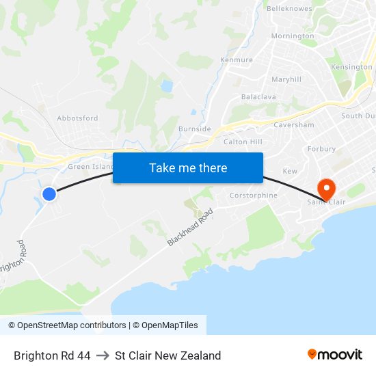Brighton Rd 44 to St Clair New Zealand map