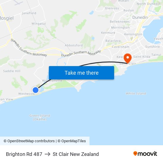 Brighton Rd 487 to St Clair New Zealand map