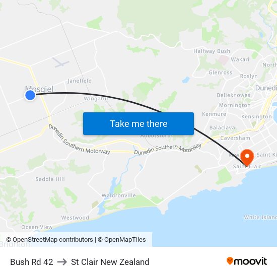 Bush Rd 42 to St Clair New Zealand map
