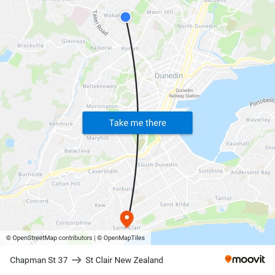 Chapman St 37 to St Clair New Zealand map