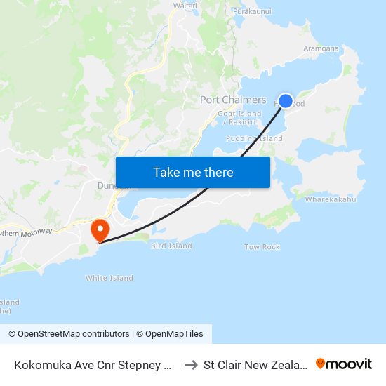 Kokomuka Ave Cnr Stepney Ave to St Clair New Zealand map