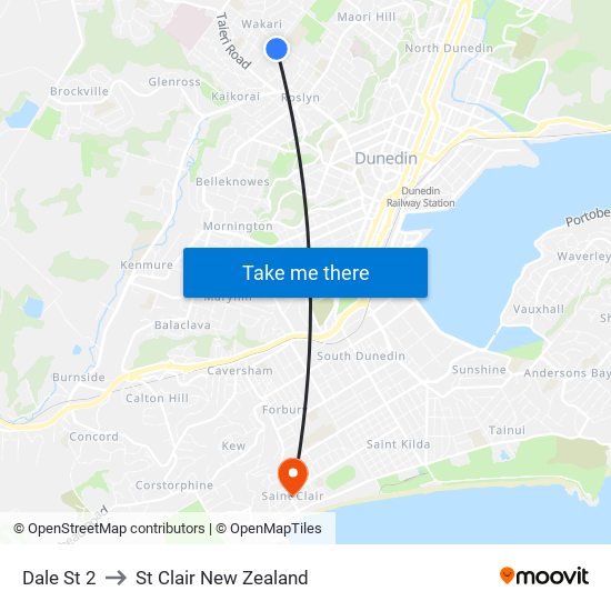 Dale St 2 to St Clair New Zealand map