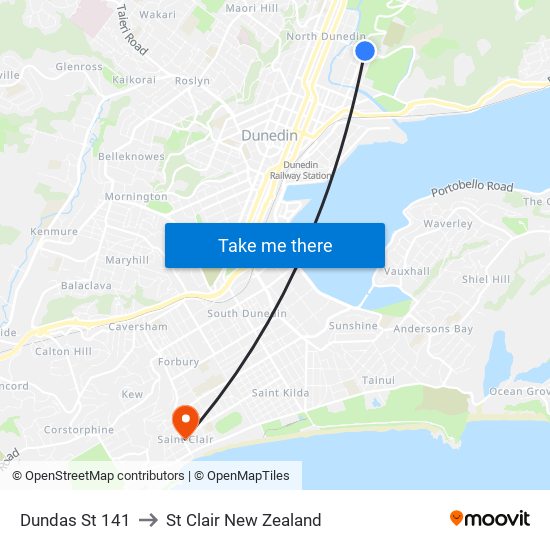 Dundas St 141 to St Clair New Zealand map