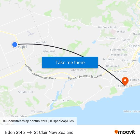 Eden St45 to St Clair New Zealand map