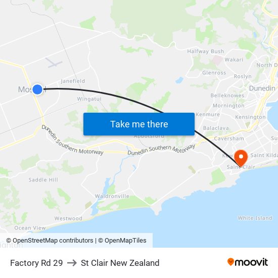 Factory Rd 29 to St Clair New Zealand map
