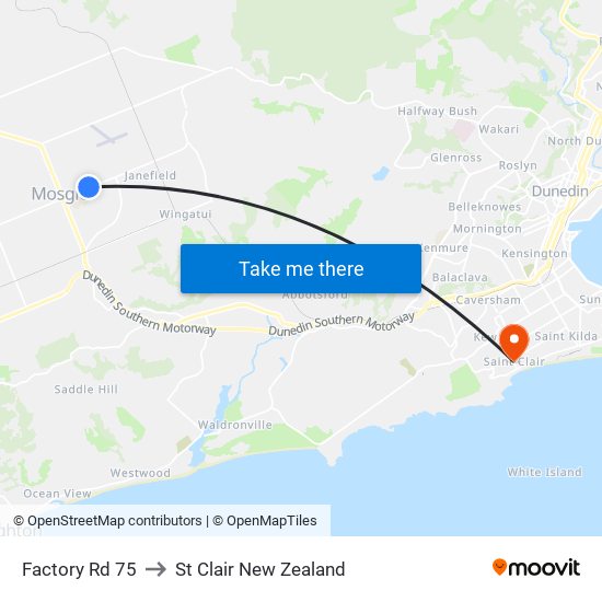Factory Rd 75 to St Clair New Zealand map