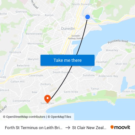 Forth St Terminus on Leith Bridge to St Clair New Zealand map