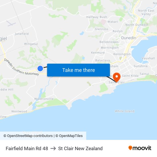 Fairfield Main Rd 48 to St Clair New Zealand map