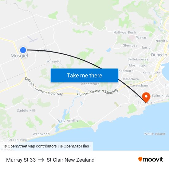 Murray St 33 to St Clair New Zealand map