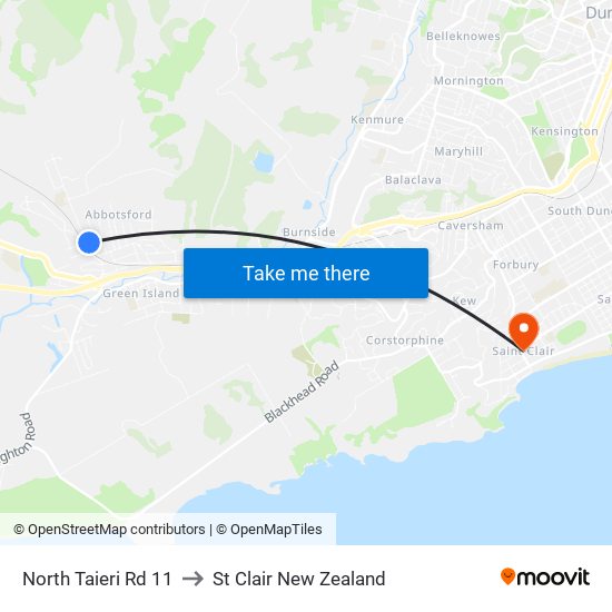 North Taieri Rd 11 to St Clair New Zealand map
