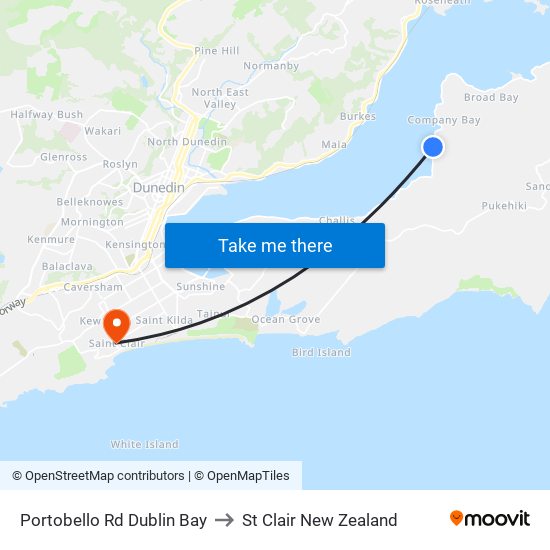 Portobello Rd Dublin Bay to St Clair New Zealand map