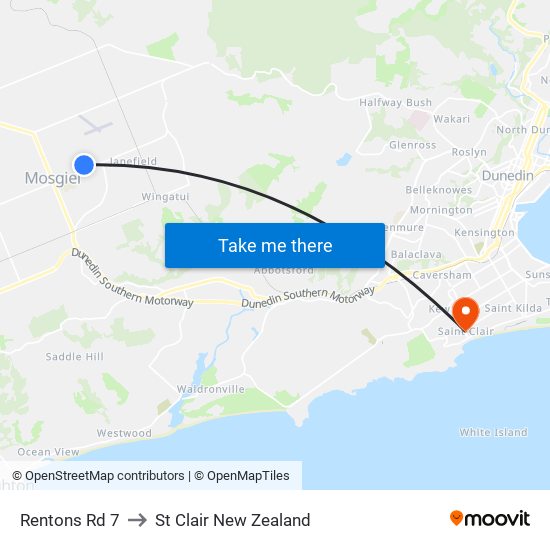 Rentons Rd 7 to St Clair New Zealand map