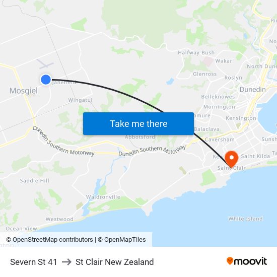 Severn St 41 to St Clair New Zealand map
