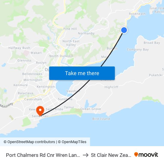 Port Chalmers Rd Cnr Wren Lane Path to St Clair New Zealand map