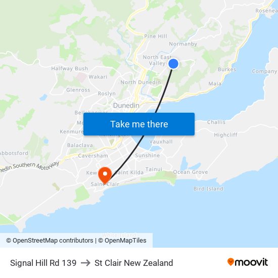 Signal Hill Rd 139 to St Clair New Zealand map