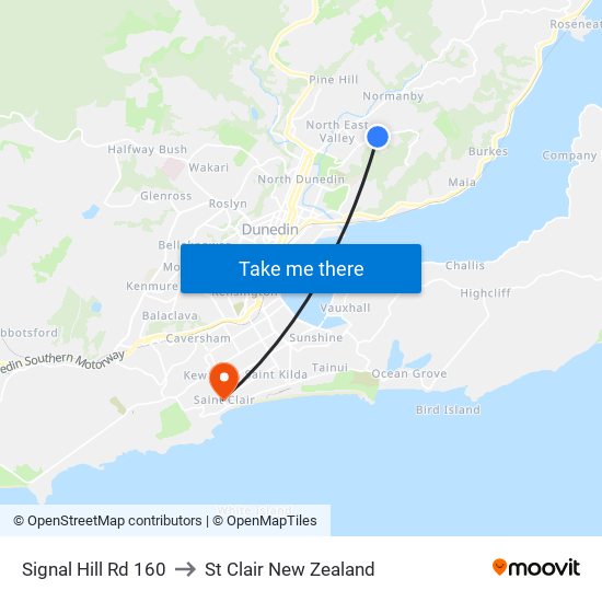 Signal Hill Rd 160 to St Clair New Zealand map