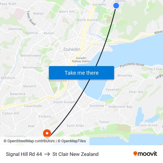Signal Hill Rd 44 to St Clair New Zealand map