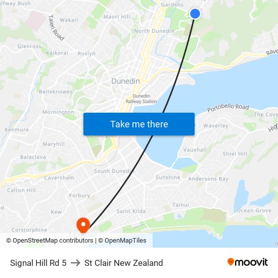 Signal Hill Rd 5 to St Clair New Zealand map
