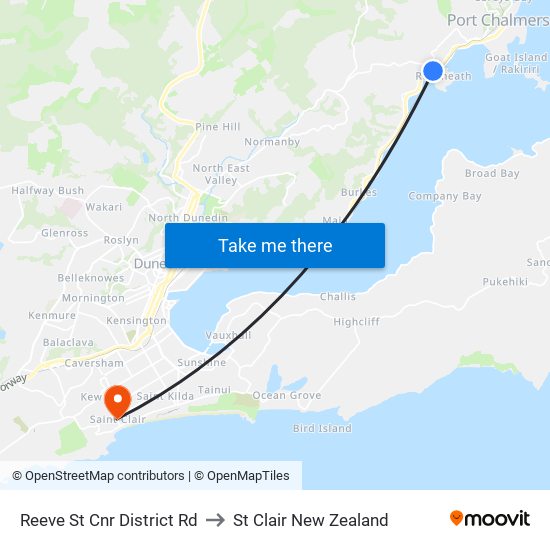 Reeve St Cnr District Rd to St Clair New Zealand map