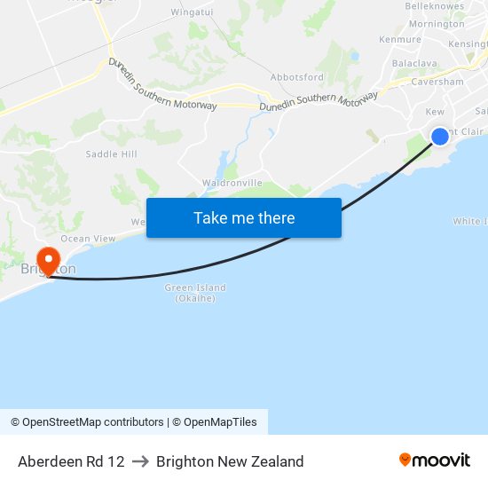 Aberdeen Rd 12 to Brighton New Zealand map