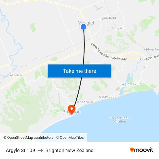 Argyle St 109 to Brighton New Zealand map