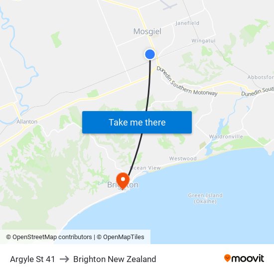 Argyle St 41 to Brighton New Zealand map
