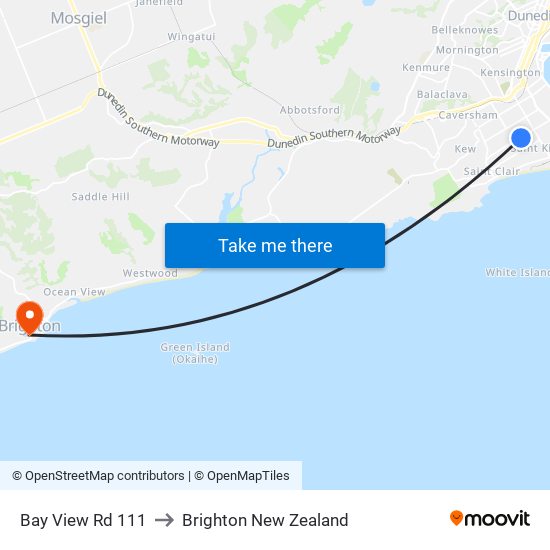 Bay View Rd 111 to Brighton New Zealand map