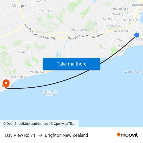 Bay View Rd 71 to Brighton New Zealand map
