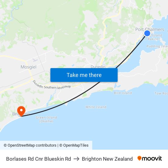 Borlases Rd Cnr Blueskin Rd to Brighton New Zealand map