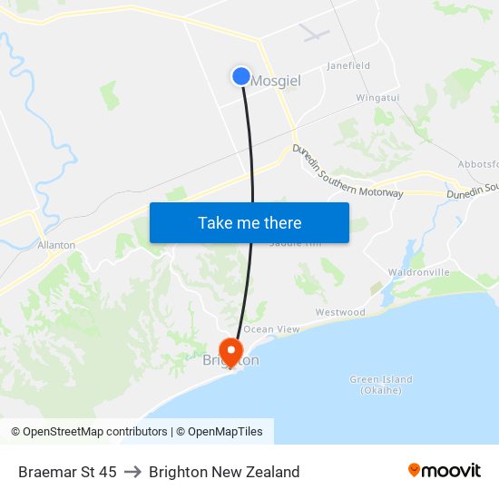 Braemar St 45 to Brighton New Zealand map