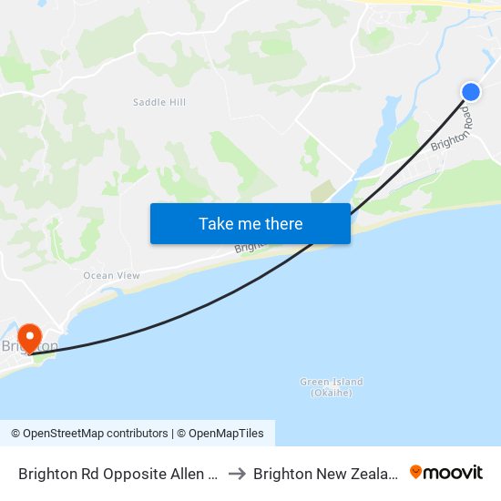 Brighton Rd Opposite Allen Rd to Brighton New Zealand map