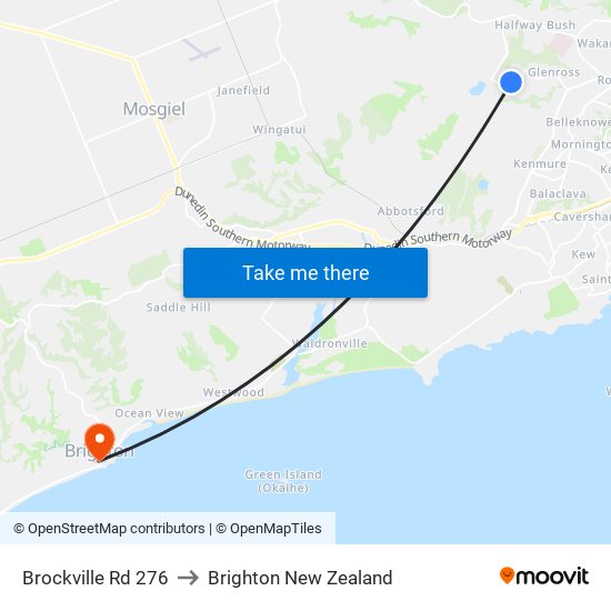 Brockville Rd 276 to Brighton New Zealand map
