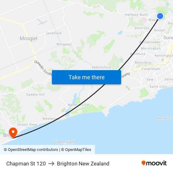 Chapman St 120 to Brighton New Zealand map