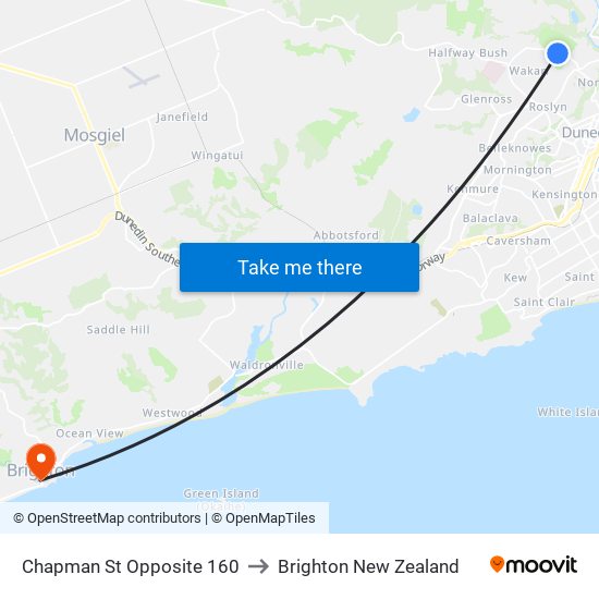 Chapman St Opposite 160 to Brighton New Zealand map