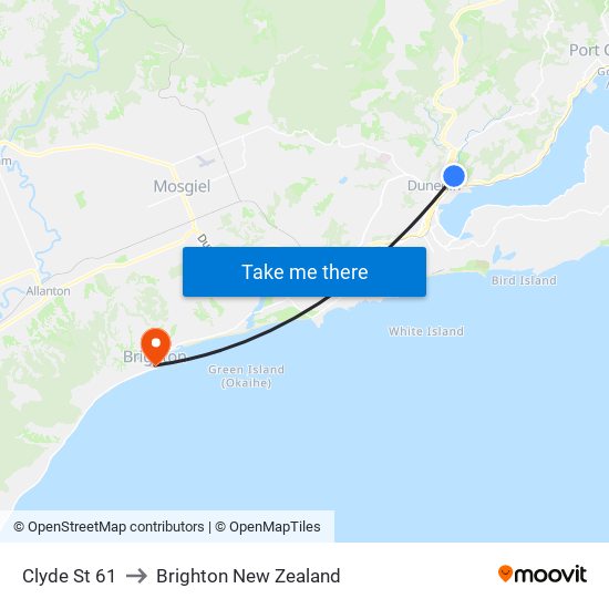 Clyde St 61 to Brighton New Zealand map