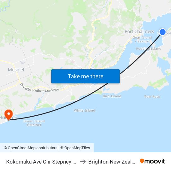 Kokomuka Ave Cnr Stepney Ave to Brighton New Zealand map