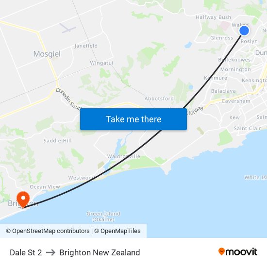 Dale St 2 to Brighton New Zealand map
