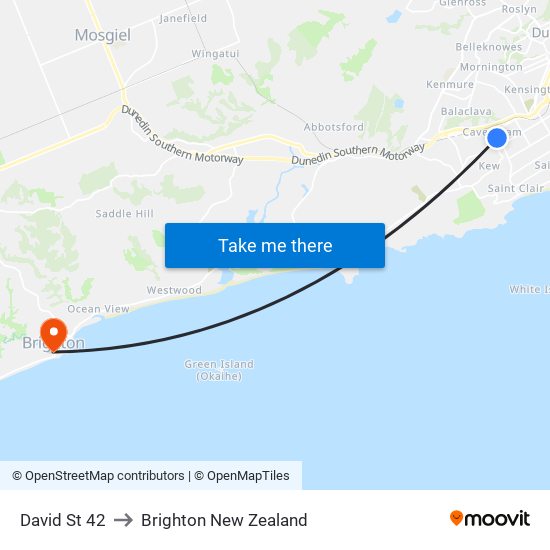 David St 42 to Brighton New Zealand map