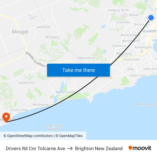 Drivers Rd Cnr Tolcarne Ave to Brighton New Zealand map