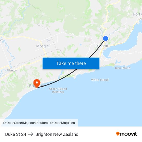 Duke St 24 to Brighton New Zealand map