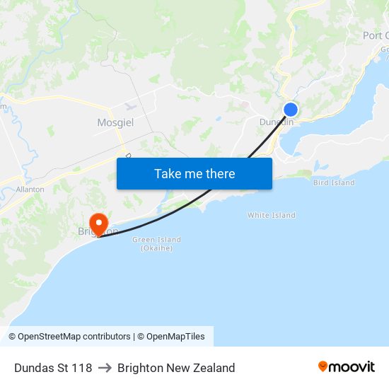 Dundas St 118 to Brighton New Zealand map