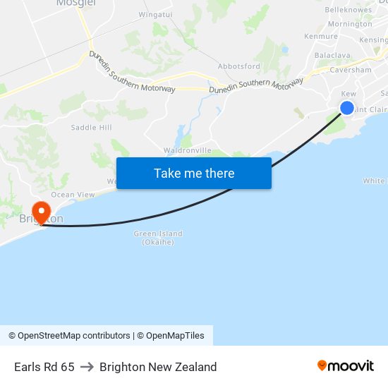 Earls Rd 65 to Brighton New Zealand map
