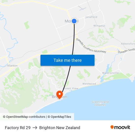 Factory Rd 29 to Brighton New Zealand map