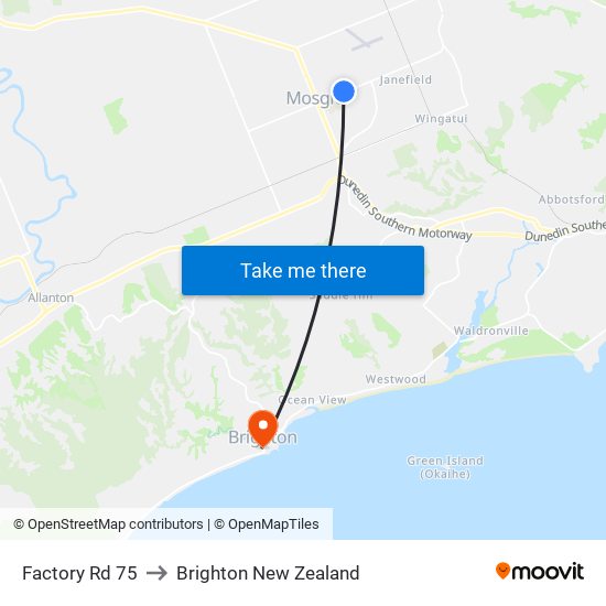 Factory Rd 75 to Brighton New Zealand map