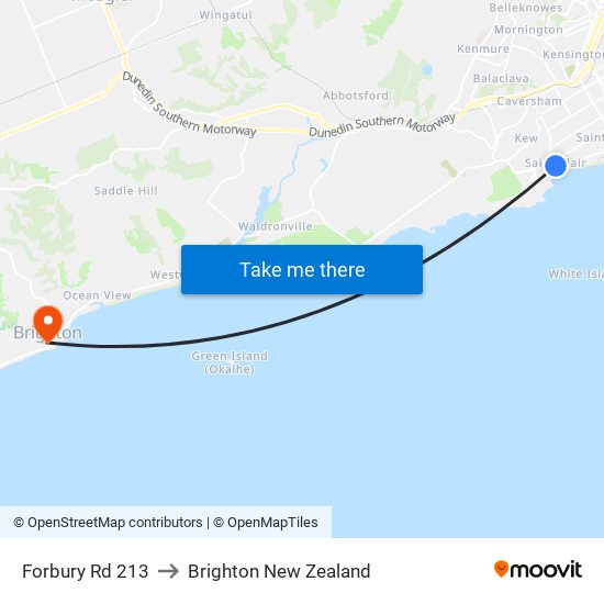 Forbury Rd 213 to Brighton New Zealand map