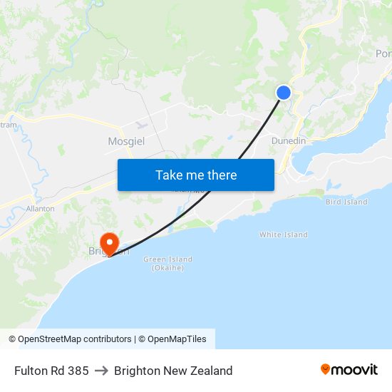 Fulton Rd 385 to Brighton New Zealand map
