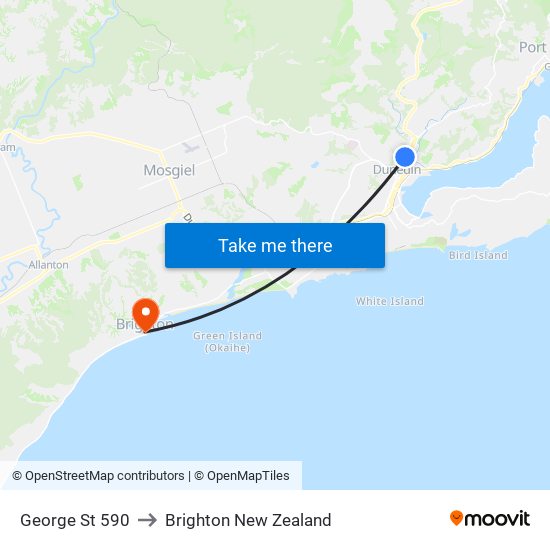 George St 590 to Brighton New Zealand map