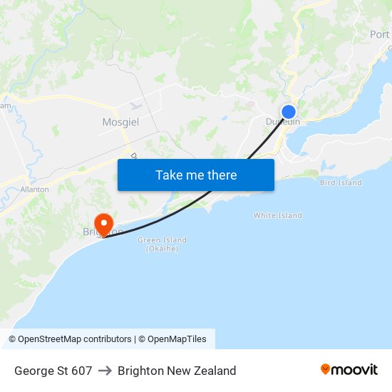 George St 607 to Brighton New Zealand map