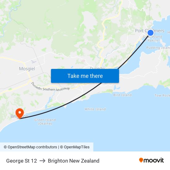 George St 12 to Brighton New Zealand map